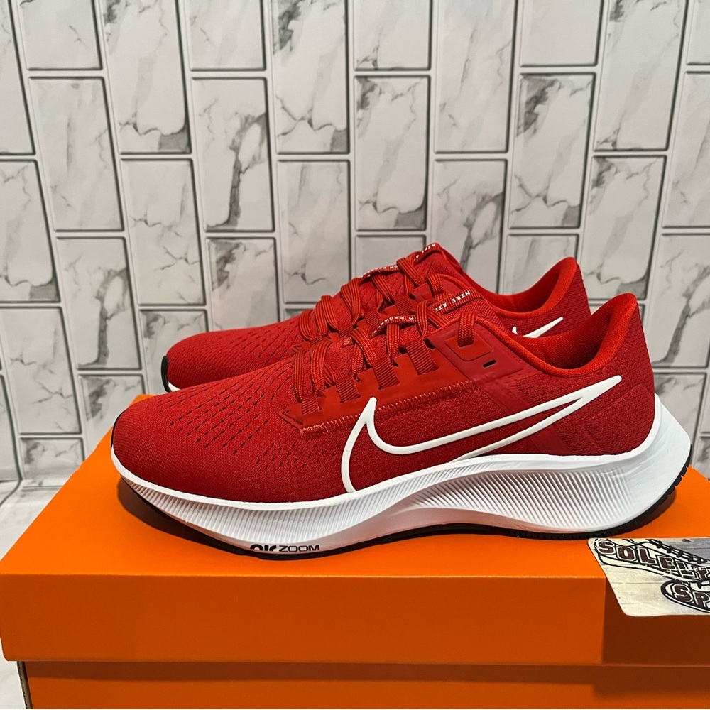 New Nike Air Zoom Pegasus 38 Red White Running Training Gym Shoes Workout Womens